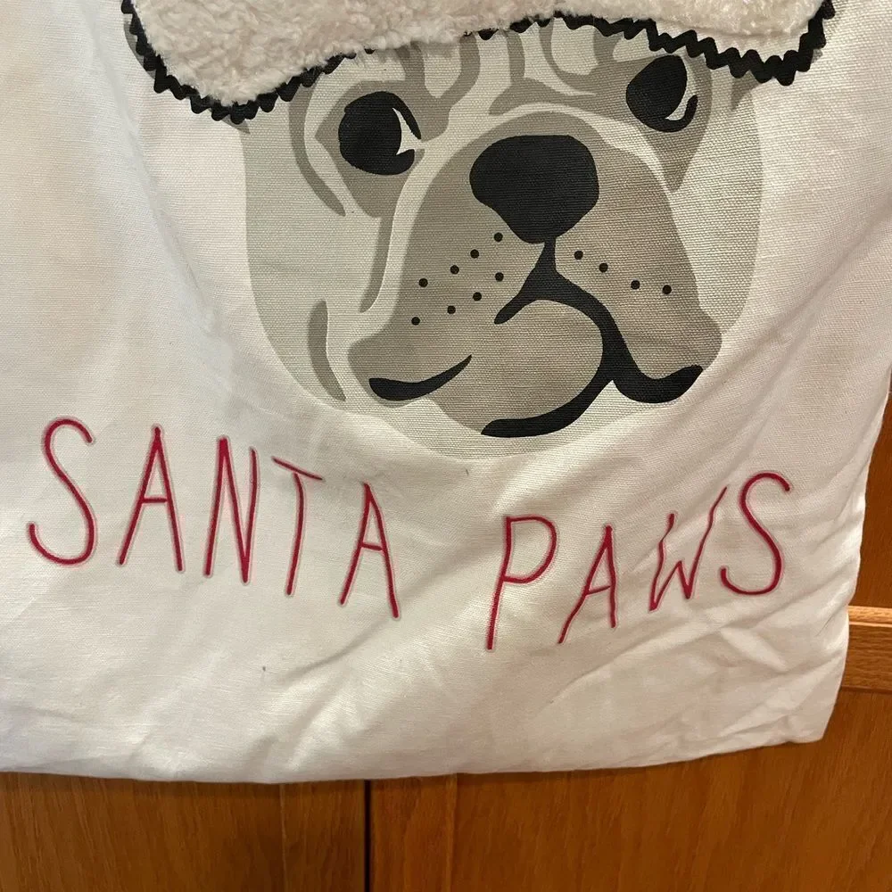 Santa Paws French Bull Dog 24x38 Canvas Type Santa Bag